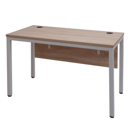 Bureau Table D'ordinateur Avec Paroi Arrière Et Canaux De Câbles 120x60 Cm En Métal Blanc