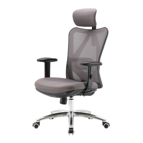 Fautuil De Bureau Avec Support Lombaire Ergonomique Réglable En Hauteur En Maille Gris 04_0006213