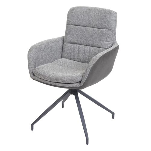 Chaise De Salle à Manger Fauteuil Pivotant Avec Accoudoirs En Tissu Gris Foncé 04_0006334