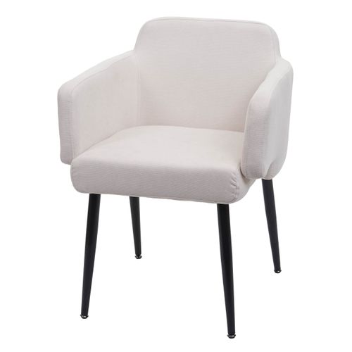 Chaise De Salle à Manger Rembourrée Avec Accoudoirs Tissu/textile Métal Blanc Crème 04_0006340