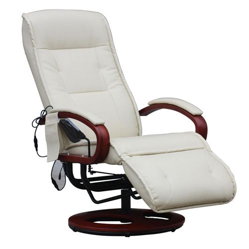 Fauteuil De Relaxation Avec Fonction Massage En 8 Points 3 Niveaux D'intensité En Cuir Crème 04_00