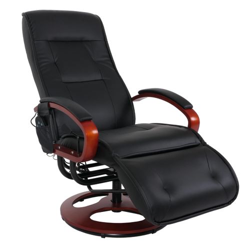 Fauteuil De Relaxation Fonction De Massage 9 Programmes 5 Niveaux D'intensité En Cuir Noir 04_0006