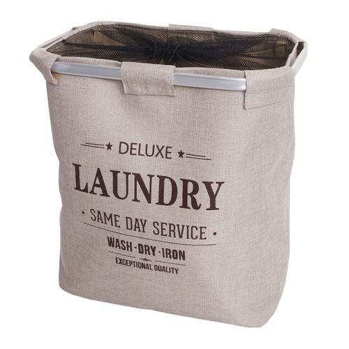 Panier à Linge Bac à Linge Avec Filet 1 Compartiment 56 X 49 X 30 Cm 82l Beige 04_0006476