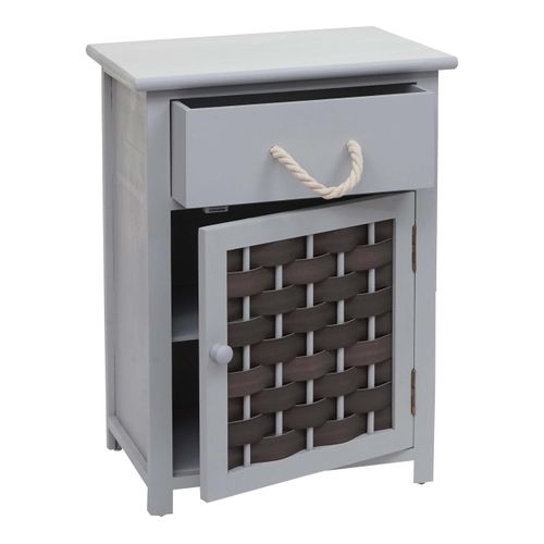 Commode Polyvalente Armoire Avec Tiroir 55x39,5x28,5 Cm Polyrotin Marron Bois Gris Foncé 04_000650