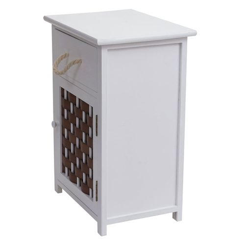 Commode Polyvalente Armoire Avec Tiroir 55x39,5x28,5 Cm Polyrotin Marron Bois Blanc 04_0006503
