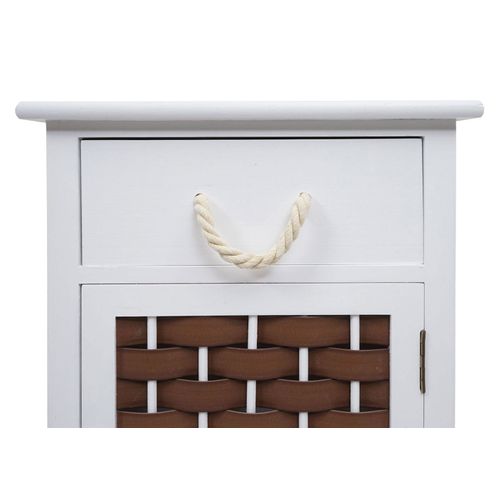 Commode Polyvalente Armoire Avec Tiroir 55x39,5x28,5 Cm Polyrotin Marron Bois Blanc 04_0006503