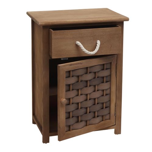 Commode Polyvalente Armoire Avec Tiroir 55x39,5x28,5 Cm Polyrotin Marron Bois Marron Foncé 04_0006