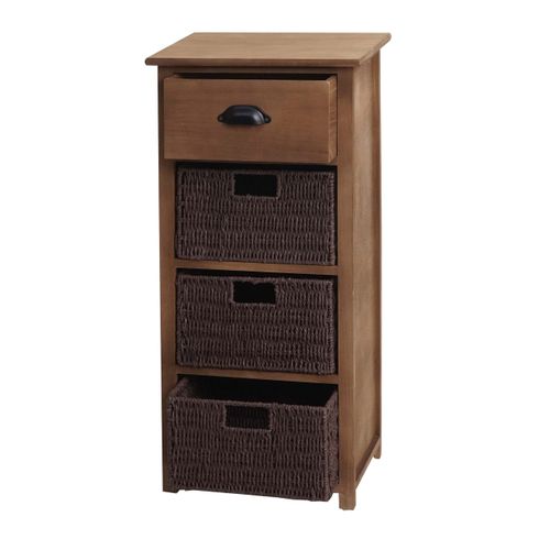 Commode Avec Tiroir Et 3 Paniers De Rangement 83x40x29 Cm Marron Foncé 04_0006506