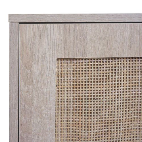 Commode Buffet Avec Deux Compartiments De Rangement En Kubu Bois Aspect Chêne 56x80x30 Cm 04_00065