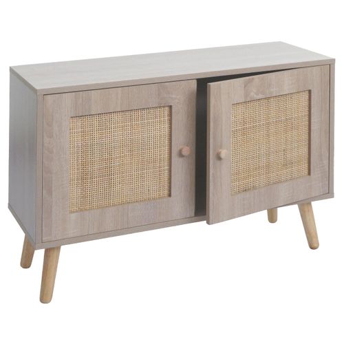 Commode Buffet Avec Deux Compartiments De Rangement En Kubu Bois Aspect Chêne 56x80x30 Cm 04_00065