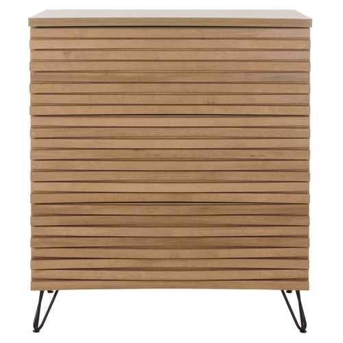 Commode Buffet Meuble Haut Design 3d 3 Tiroirs Bois Massif Manguier Et Métal 94x80x45 Cm 04_000652