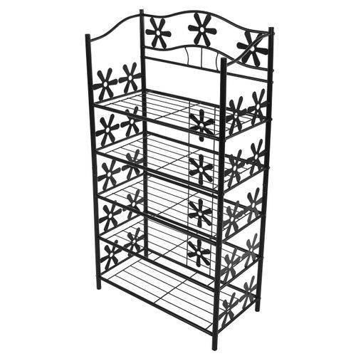 Etagère Bibliothèque Rangement à Chaussures Étagère Niveaux Hauteur 112 Cm En Méal Noir 04_0006778