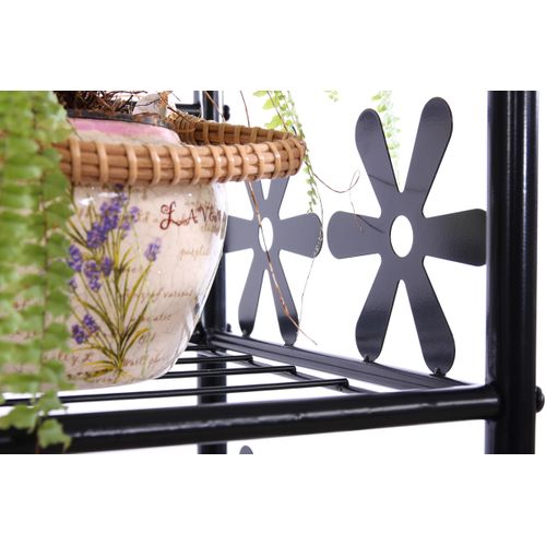 Etagère Bibliothèque Rangement à Chaussures Étagère Niveaux Hauteur 112 Cm En Méal Noir 04_0006778