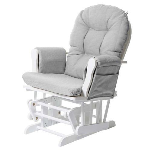 Fauteuil De Relaxation Fonction Bascule Avec Repose-pieds Coussin En Tissu Gris Structure En Bois