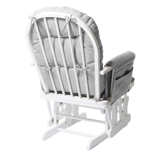 Fauteuil De Relaxation Fonction Bascule Avec Repose-pieds Coussin En Tissu Gris Structure En Bois