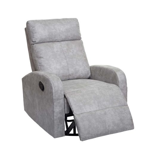 Fauteuil TV Relaxation Fonction Bascule Siège Rotatif En Tissu Gris Clair 04_0006873