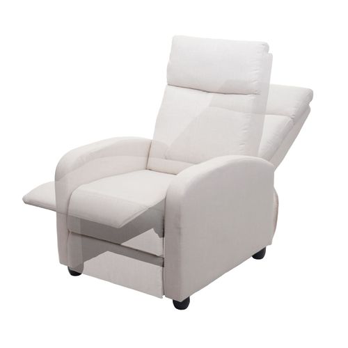 Fauteuil TV Relaxation Fonction Inclinable Réglable En Tissu Crème 04_0006877