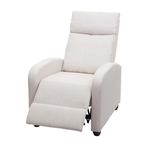 Fauteuil TV Relaxation Fonction Inclinable Réglable En Tissu Crème 04_0006877