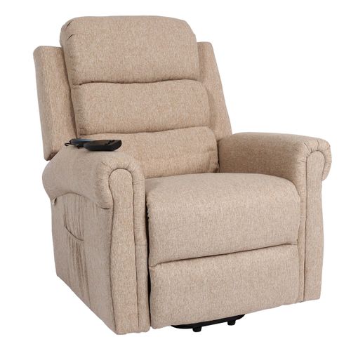 Fauteuil TV De Relaxation Fonction Inclinable Fonction Massage Et Chauffage En Tissu Beige-marron