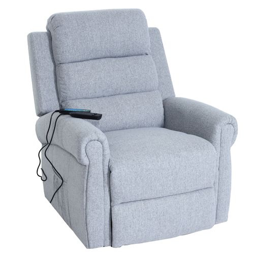 Fauteuil TV De Relaxation Fonction Inclinable Fonction Massage Et Chauffage En Tissu Gris Clair 04