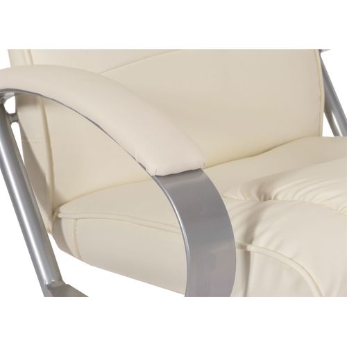Fauteuil TV Relaxation Avec Repose-pieds En Pvc Blanc Crème 04_0006894
