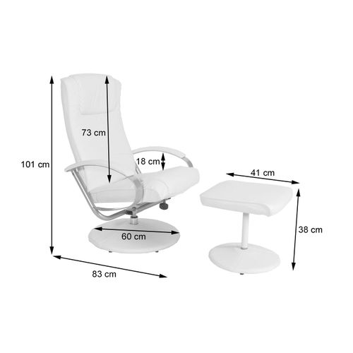 Fauteuil TV Relaxation Avec Repose-pieds En Pvc Blanc Crème 04_0006894