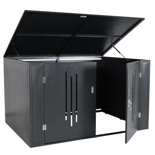 Abri à Vélos Avec Couvercle Verrouillable Rangement Jardin 121x202x150 Cm En Métal Anthracite 04_0