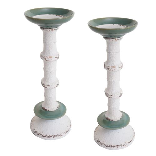 Lot De 2 Bougeoirs Design Vintage En Métal Céramique Hauteur 36 Cm 04_0007290