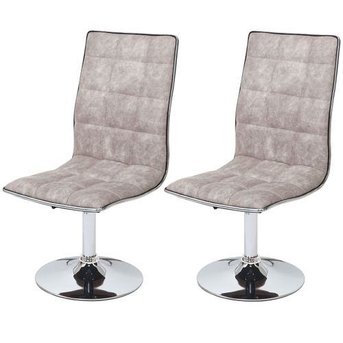 Lot De 2 Chaises De Salle à Manger Réglable En Hauteur Pivotant En Tissu Vintage Gris Et Métal Chr