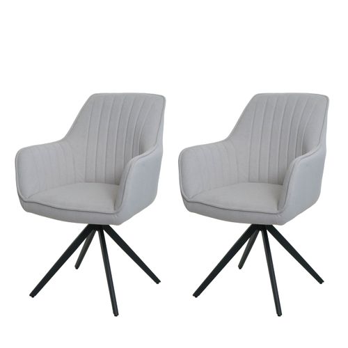 Lot De 2 Chaises De Salle à Manger Avec Accoudoirs Siège Rotatif En Tissu Crème Beige Cadre En Aci