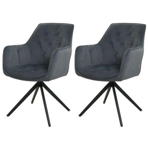 Lot De 2 Chaises De Salle à Manger Fauteuils Pivotants 180° Avec Accoudoirs Rembourrage Épais Desi