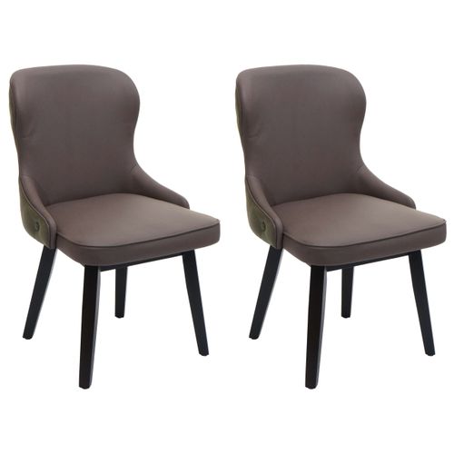 Lot De 2 Chaises De Salle à Manger Rembourrée Coutures Décoratives Au Dos Assise En Tissu Vert Fon