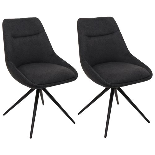 Lot De 2 Chaises De Salle à Manger Pivotante Position Automatique En Métal Et Tissu Anthracite Tré