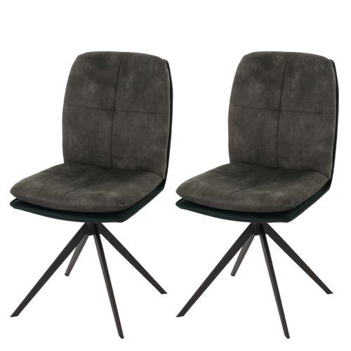 Lot De 2 Chaises De Salle à Manger Rotative En Tissu Vert Cadre De Trépied 04_0007400