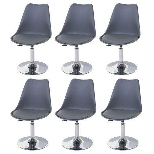 Lot De 6 Chaises De Salle à Manger Réglable En Hauteur Siège Pivotant Pvc Et Plastique Gris Foncé