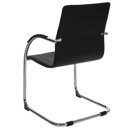 Lot De 6 Chaises De Salle à Manger Chaise De Conférence Assise En Pvc Noir Structure Acier Chromé