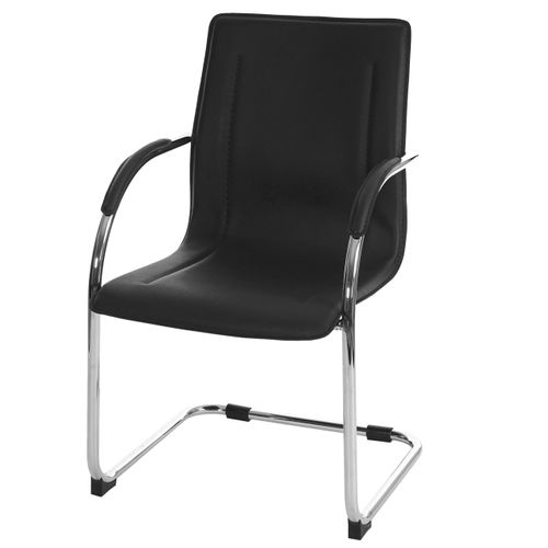 Lot De 6 Chaises De Salle à Manger Chaise De Conférence Assise En Pvc Noir Structure Acier Chromé