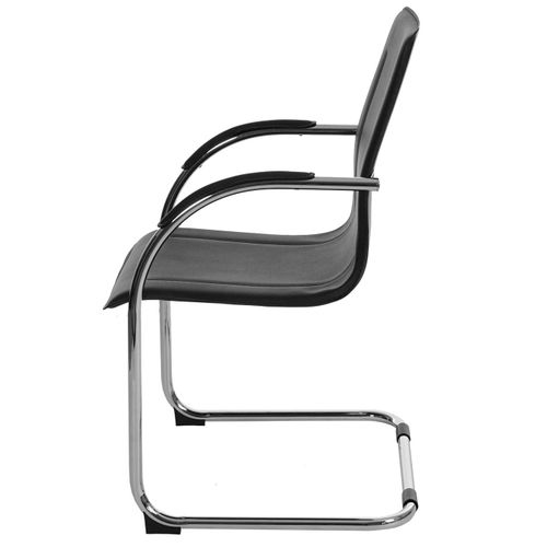 Lot De 6 Chaises De Salle à Manger Chaise De Conférence Assise En Pvc Noir Structure Acier Chromé