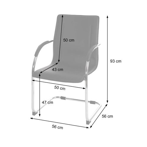 Lot De 6 Chaises De Salle à Manger Chaise De Conférence Assise En Pvc Noir Structure Acier Chromé