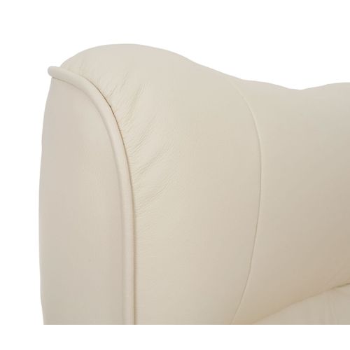 Fauteuil Relax Fauteuil TV Pivotant Avec Repose-pieds En Cuir Véritable Crème Cadre En Bois Couleur