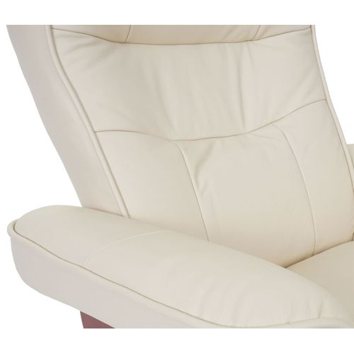 Fauteuil Relax Fauteuil TV Pivotant Avec Repose-pieds En Cuir Véritable Crème Cadre En Bois Couleur