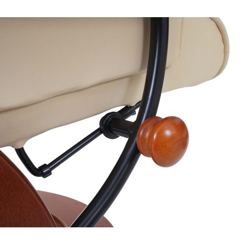 Fauteuil Relax Fauteuil TV Pivotant Avec Repose-pieds En Cuir Véritable Crème Cadre En Bois Couleur