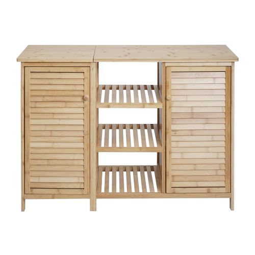 Meuble De Salle De Bain Étagère 2 Portes En Bambou 87 X 99 X 33 Cm 04_0007839