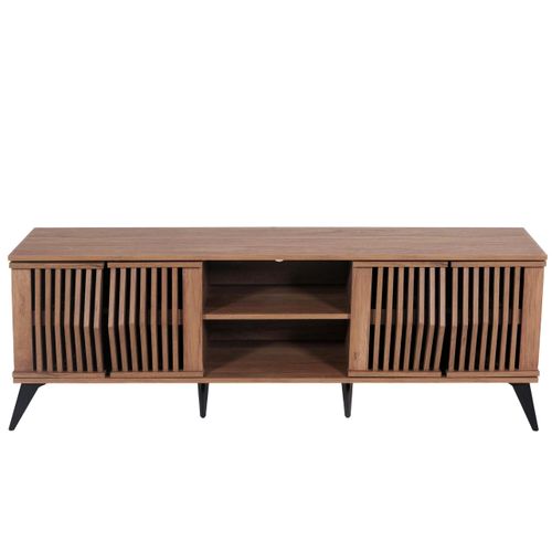 Meuble TV Avec Quatre Portes Et Six Compartiments 55 X 166 X 41 Cm Mdf Marron 04_0007866