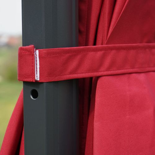 Parasol Déporté Avec Pied En Croix 3 X 3m Polyester Couleur Terre Cuite Aluminium 23kg Sans Pieds