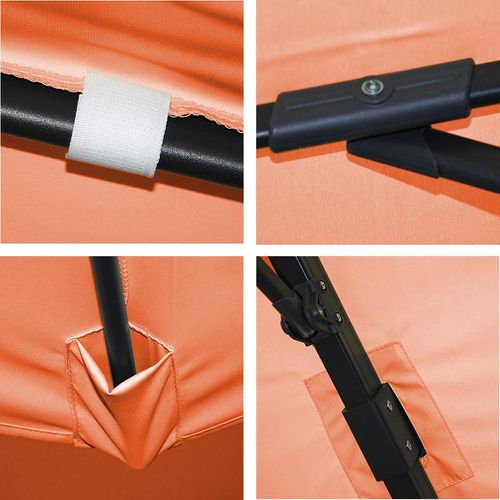 Parasol Déporté Avec Pied En Croix 3 X 3m Polyester Couleur Terre Cuite Aluminium 23kg Sans Pieds