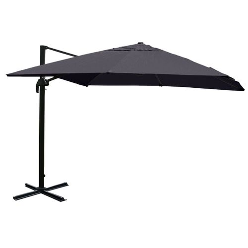 Parasol Déporté 3x4m Avec Toile Anthracite Système à Manivelle Et Résistance Au Vent 04_0007980