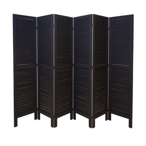Paravent Cloison Brise-vue 6 Panneaux Aspect Vieilli 170 X 240 Cm En Bois Anthracite 04_0008053