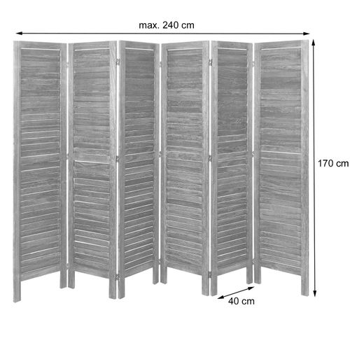 Paravent Cloison Brise-vue 6 Panneaux Aspect Vieilli 170 X 240 Cm En Bois Anthracite 04_0008053