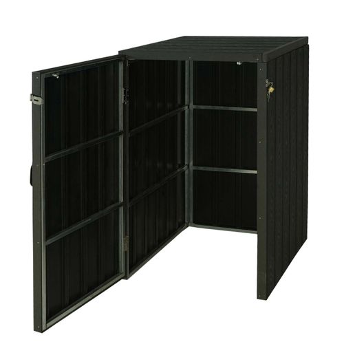 Abris Poubelles Verrouillables Pour Une Ou Deux Poubelles 80 à 240 Litres En Wpc Anthracite 04_000